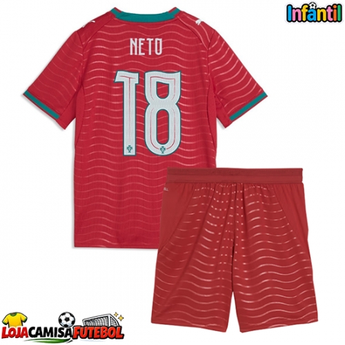 Camisa de Futebol Portugal Pedro Neto #18 Equipamento Principal Infantil Mundo 2026 Manga Curta (+ Calças curtas)